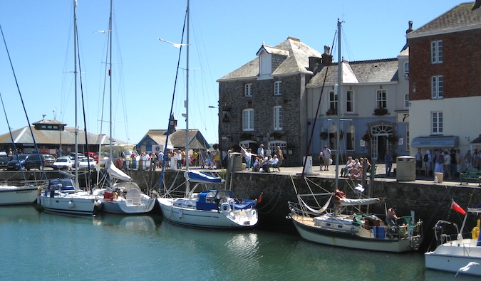 Small boats in harbour in Cornwall, England