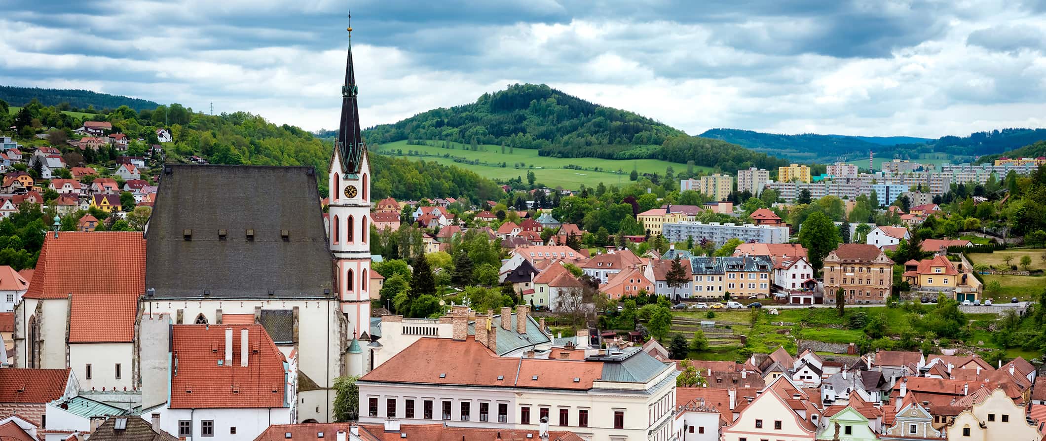 view over the rooftops in Cesky Krumlov