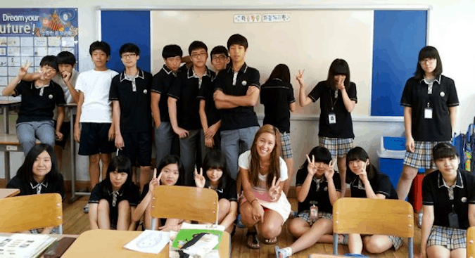 A woman teaching English in South Korea