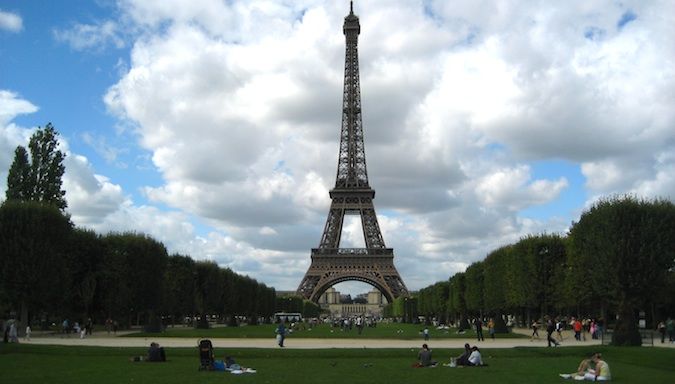 Amazing view of the Eiffel Tower in Paris, France in the summer