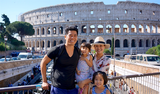 Cliff and his family in front of the Colosseum in Rome