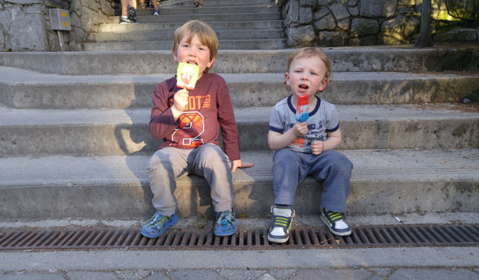 children enjoying snacks