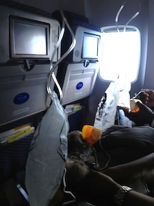 Oxygen masks after the airplane depressurized