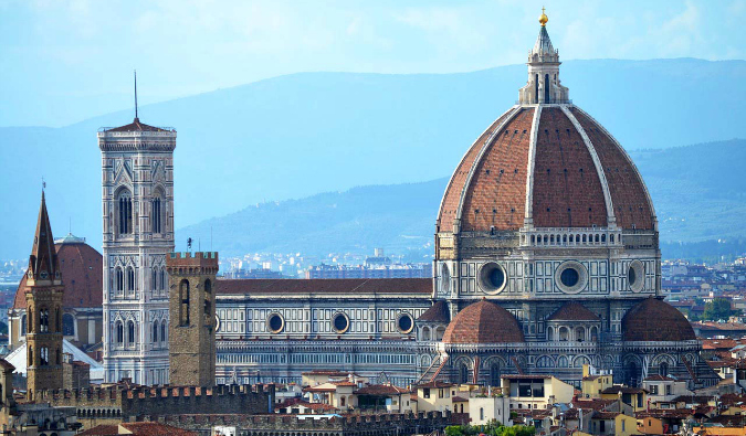 The historic skyline and famous cathedral of Florence, Italy