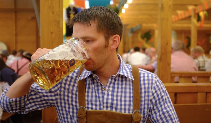Level Up Your Life author drinking German beer at Oktoberfest
