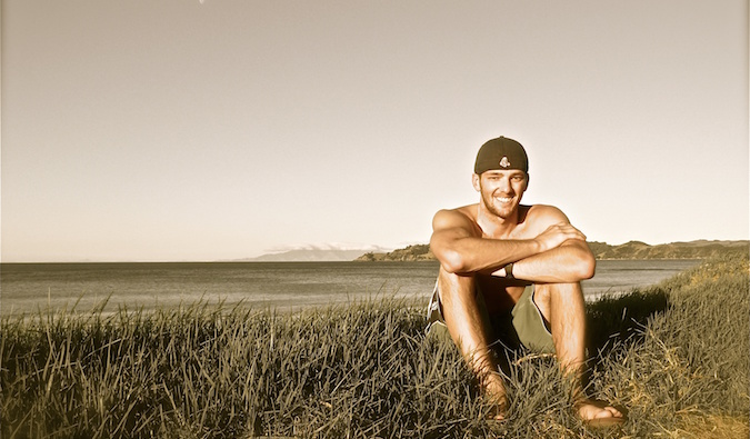 Steve relaxing in New Zealand on his year overseas