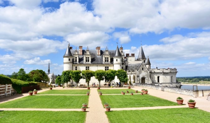 The famous Amboise chateau in France during the summer