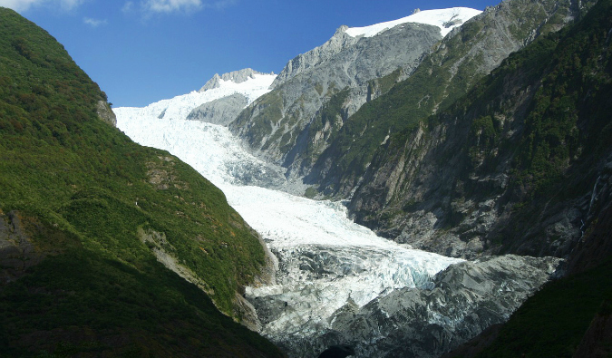 A massive glacier in Franz Josef, New Zealand