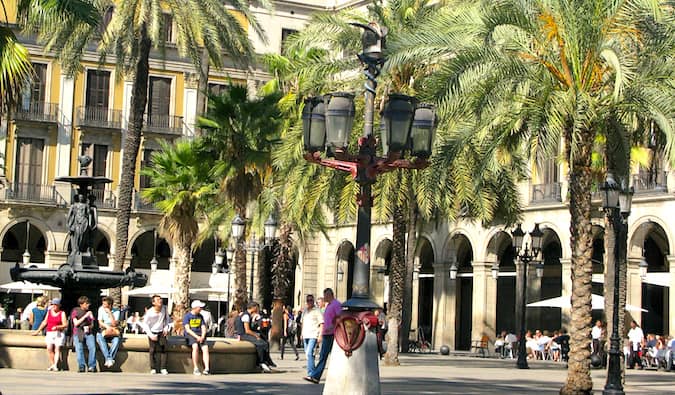 Gaudi Lamppost in Barcelona Spain