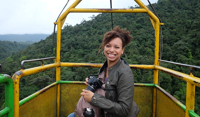 Heather, a solo female traveler, hanging out in South America