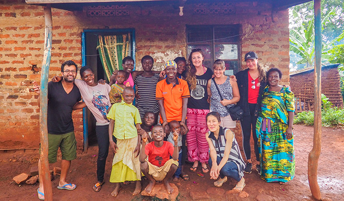 A solo female traveler volunteering in Africa