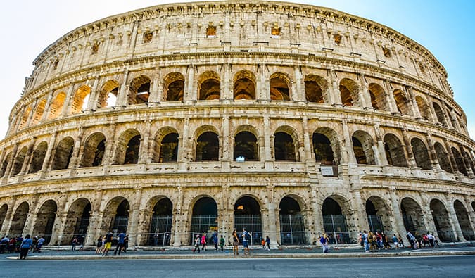 The ancient Roman Colosseum in Rome, Italy