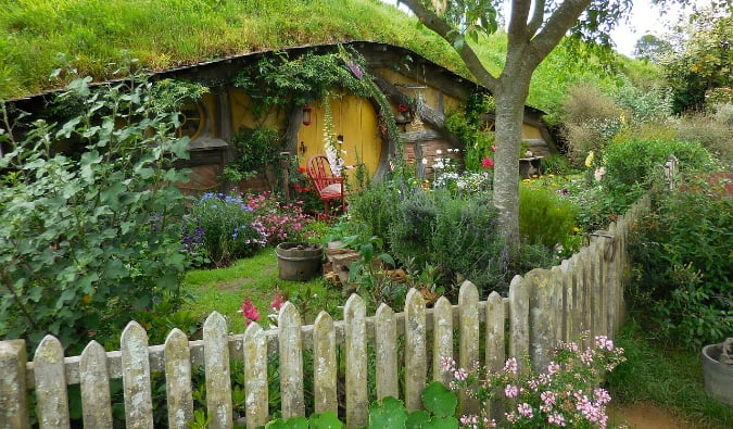 A Hobbit home in Hobbiton, New Zeland from the Lord of the Rings set