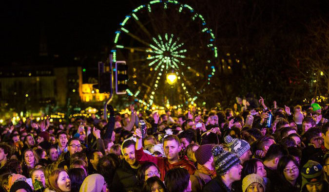 The massive fireworks celebration at Hogmanay in Scotland