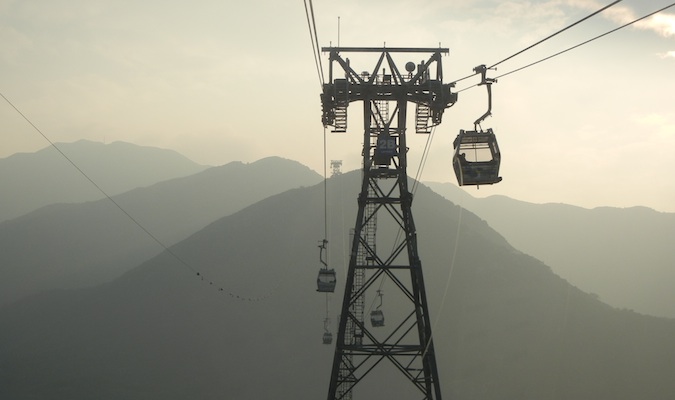 The 360 Ngong Ping cable car at dusk