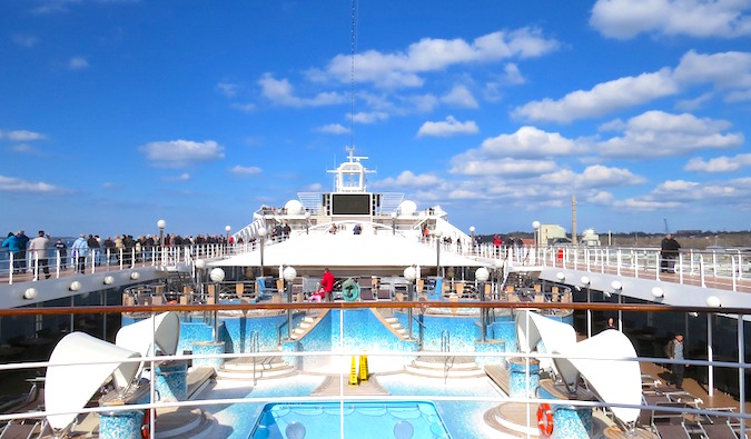 View of the deck of a cruise ship