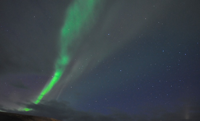 Scenery while watching the Northern Lights from the country of Iceland