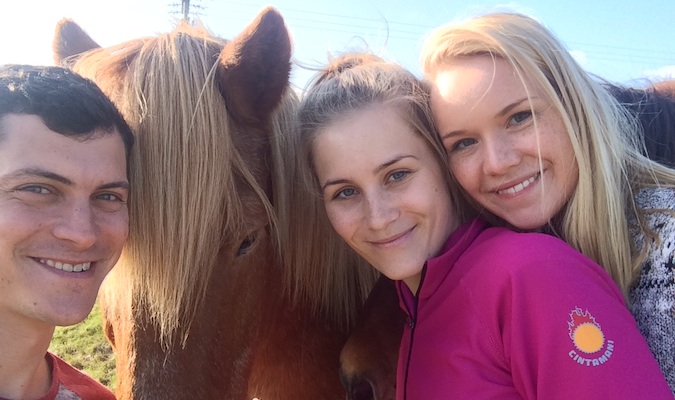 Seeing a local farm in Iceland with two Icelanders