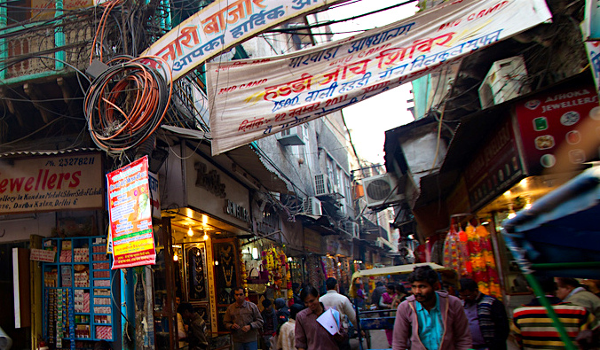 The bustling Chandni Chowk market in India