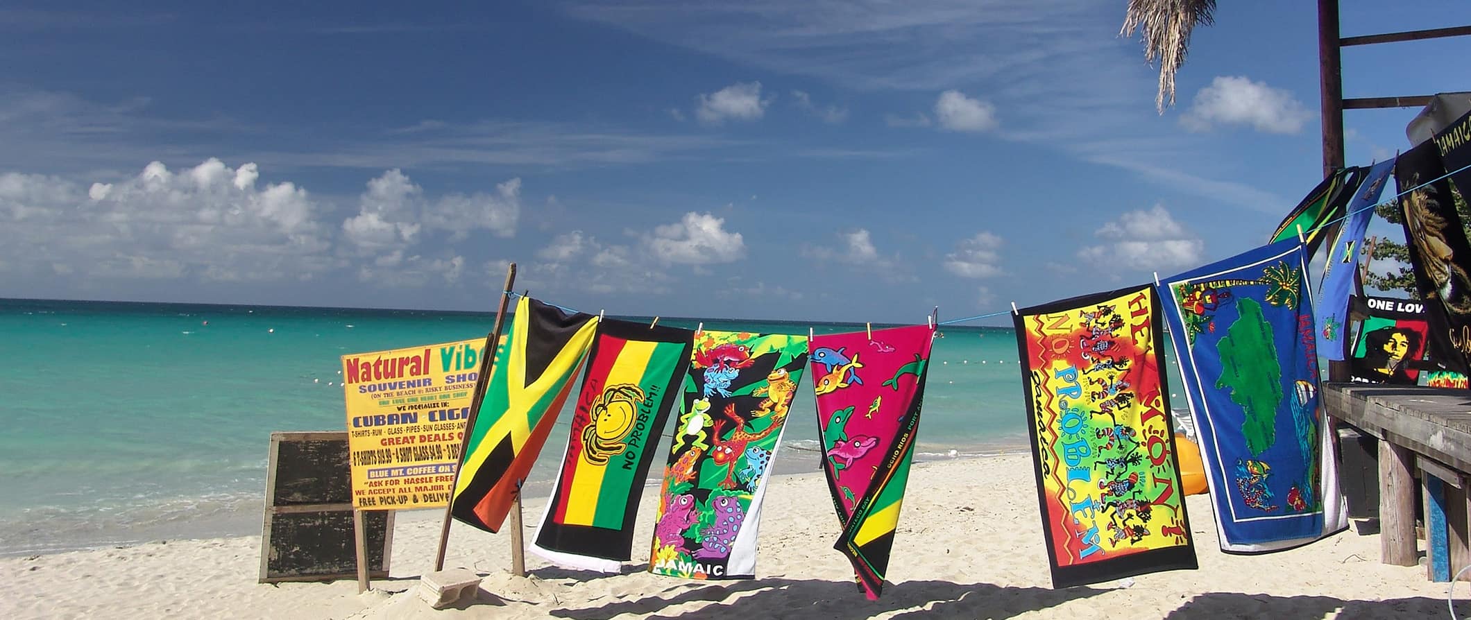 souvenirs on a beach in Jamaica