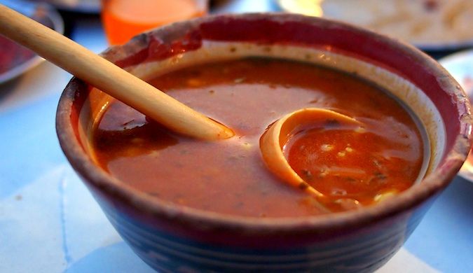 Harira soup in Marrakesh, Morocco while traveling