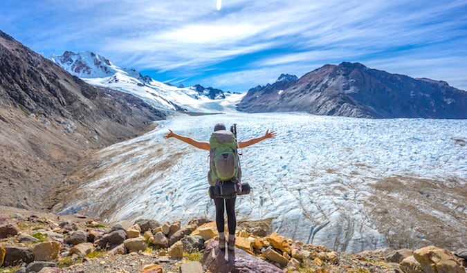 backpacker in the mountains