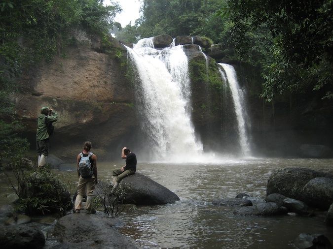 A waterfall surrounded by lush jungle in Khao Yai National Park