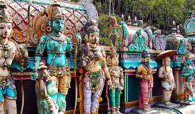Colorful staues at a Hindu temple in Sri Lanka