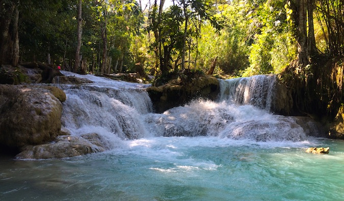 The beautiful Kuang Si waterfalls in Laos