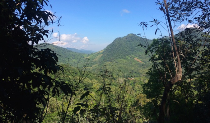 The famous Kuang Si waterfalls in Laos