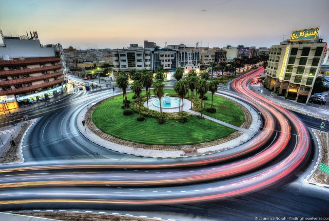 Stunning travel photo of a Dubai roundabout at night