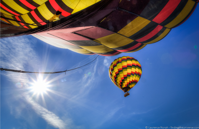 Dazzling picture of hot air balloons in Napa Valley, CA