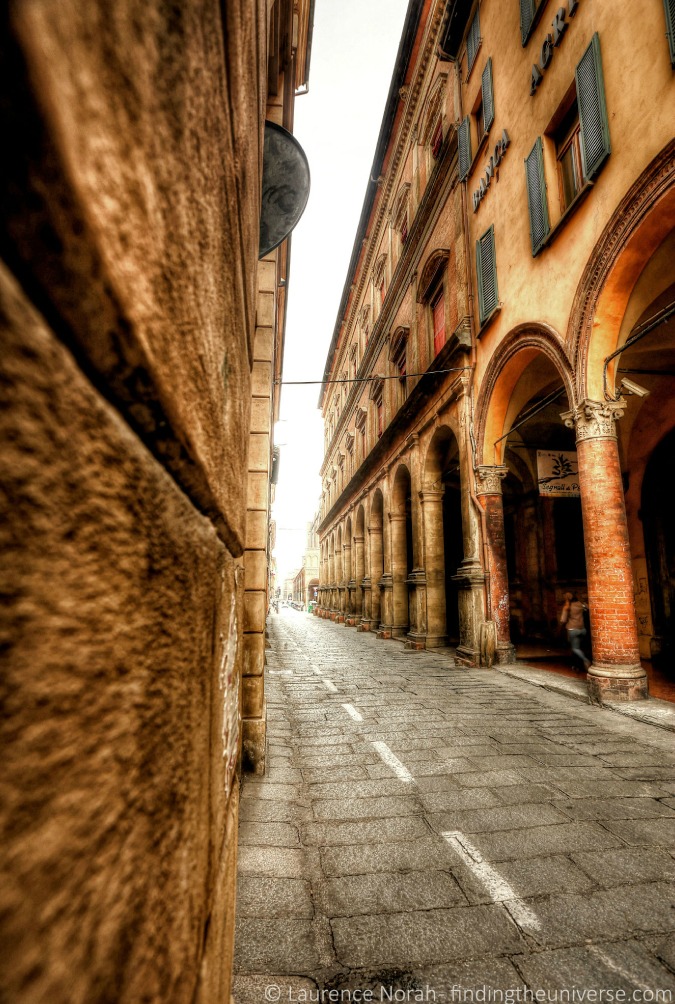 Stunning travel photo of gorgeous street in Bologna, Italy