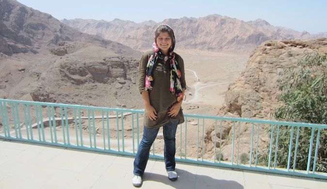 lauren standing above a canyon abroad