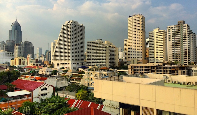 The spawling Bangkok skyline on a cloudy day