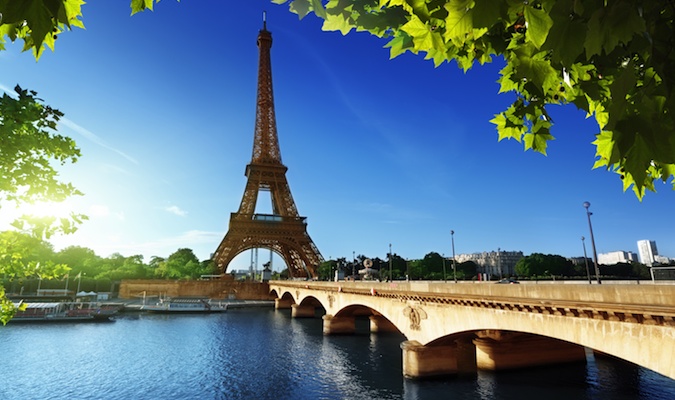 eiffel tower on a lovely summer day with the river