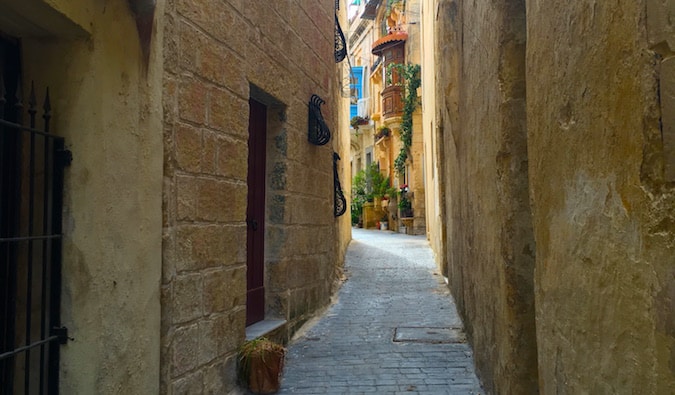 A historic monument in the old town of Malta