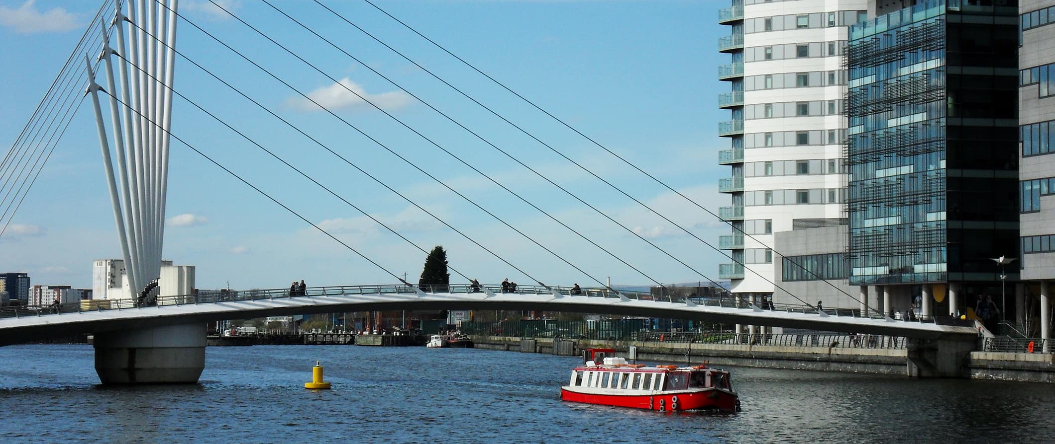 Manchester Bridge view and boat