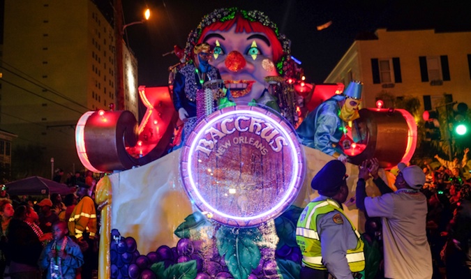 Large light up float on Bourbon Street