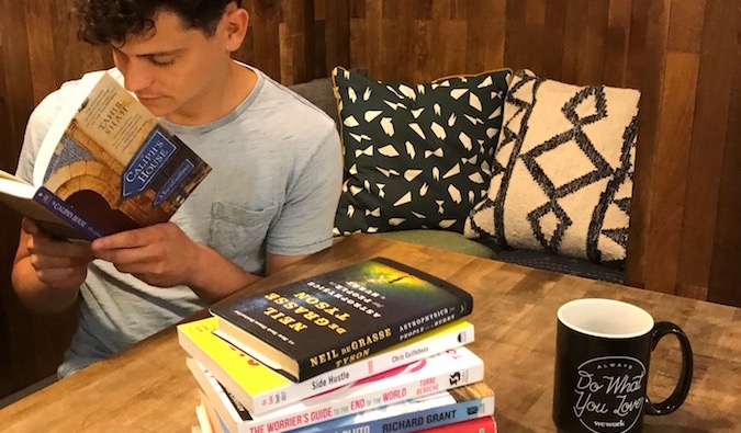 Matt reading books at home this month