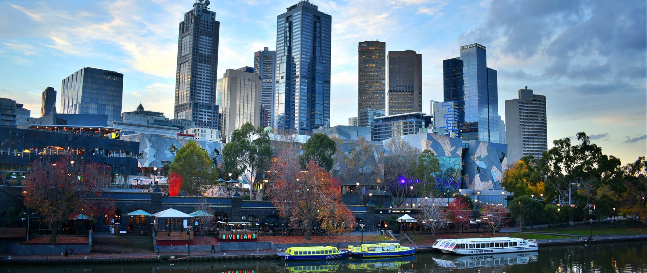 A view of the towering skyline in the lively city of Melbourne, Australia