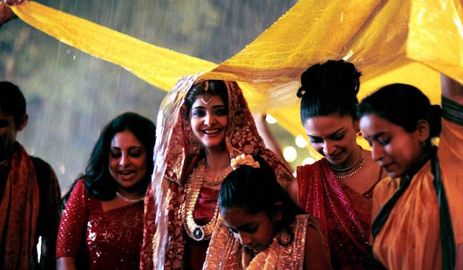 rainy wedding scene from the popular Indian movie monsoon wedding