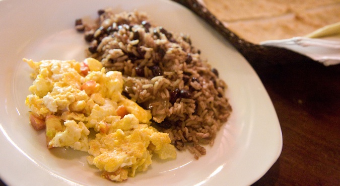 Nicaragua Gallo pinto dish of eggs, rice and beans