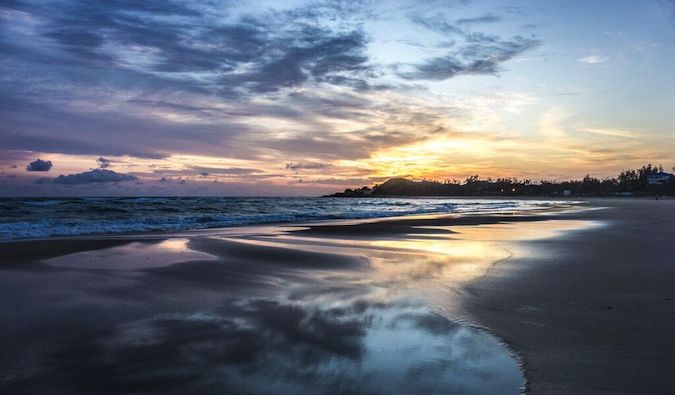 Beautiful sunset on the beach in Mozambique, Africa