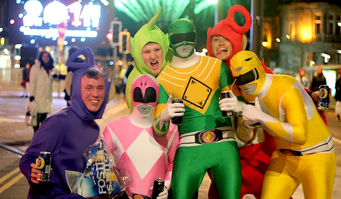 A group of people all dressed up in silly costumes