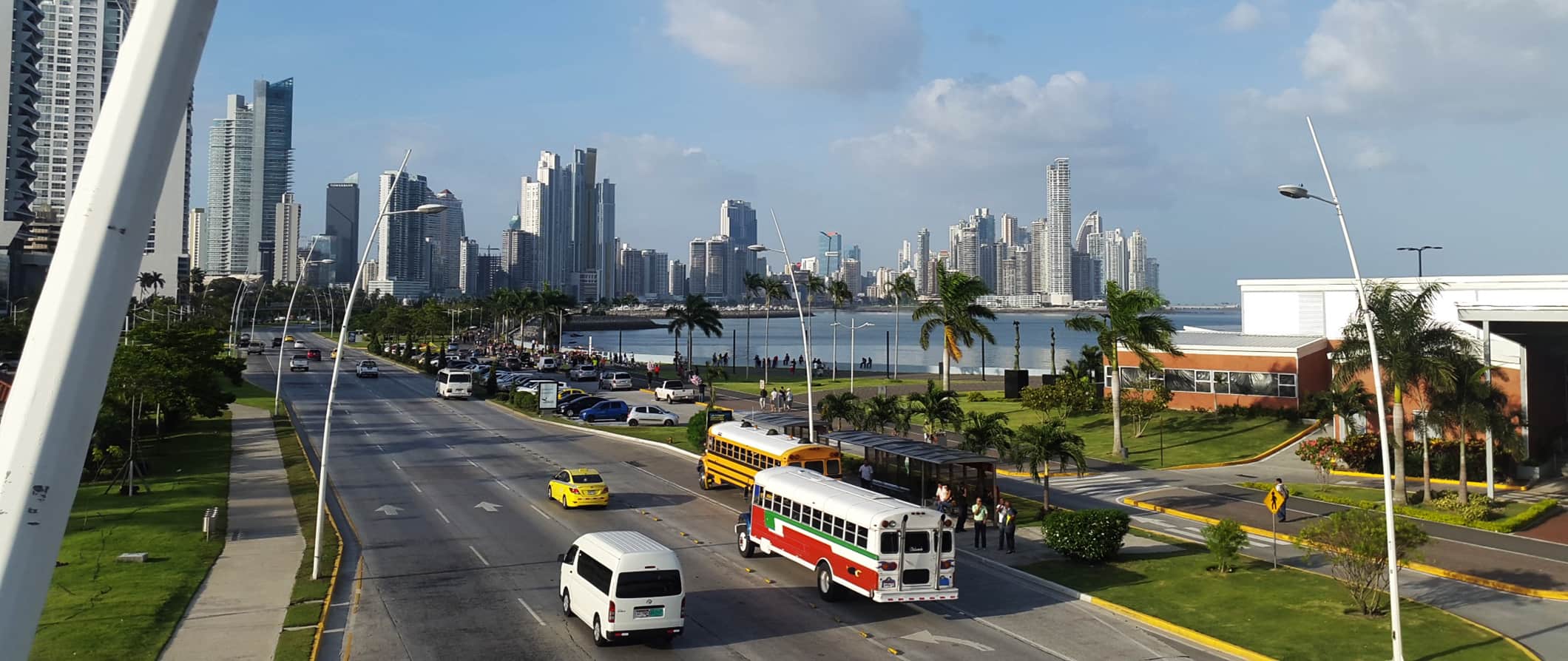 traffic and city skyline views in Panama City