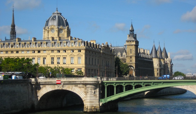 Overlooking the river Seine in Paris, France