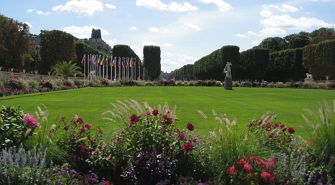 The flowers in the Jardin de Luxembourg on a beautiful sunny day