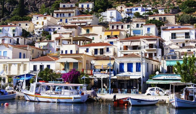 A bustling little village on the island of Paros, Greece