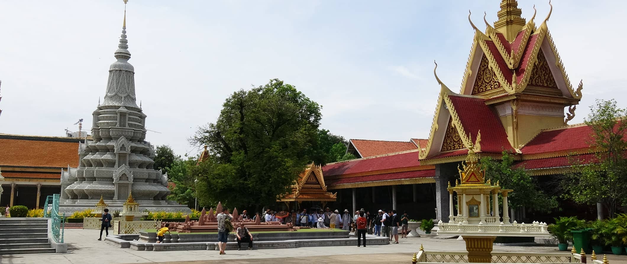 A huge colorful temple at the Silver Pagoda temple complex in Phnom Penh, Cambodia